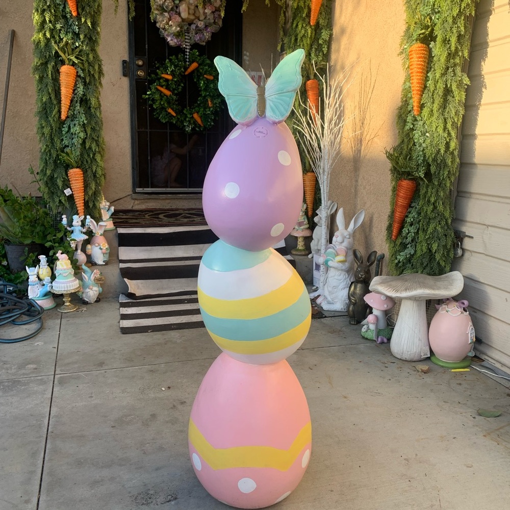 Giant  Easter Stacked Eggs With Butterfly 4’